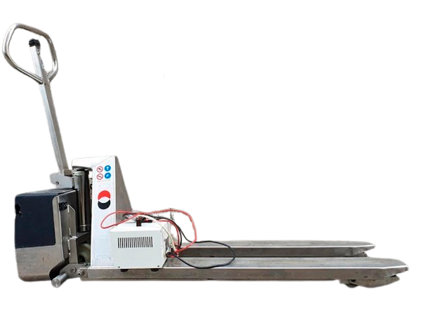 transpaleta eléctrica de tijera en inox reacondicionada logitrans 1000 kg