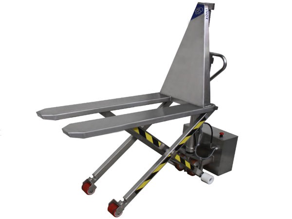 Transpaleta manual TIJERA INOX con elevación eléctrica 1.000 KG