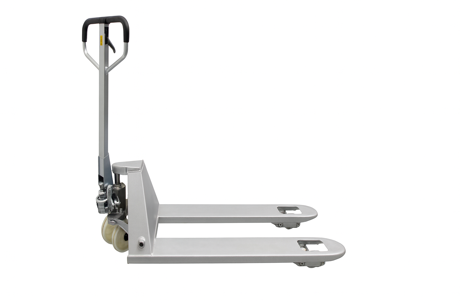 transpaleta manual galvanizada 2500 kg con ruedas de nylon