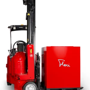 Carretilla articulada Flexi StorMAX 25 con carga frontal elevada, mostrando su diseño compacto y mástil de visión clara.