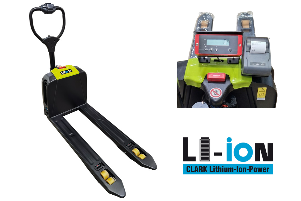 Transpaleta eléctrica con báscula integrada LWio15 – Batería de litio y capacidad de 1.500 KG