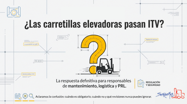 Infografía: ¿las carretillas elevadoras pasan ITV? Guía para responsables de mantenimiento, logística y PRL.